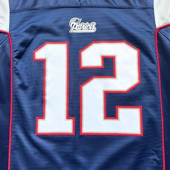 🔃New England Patriots #12 Tom Brady Blue NFL Short Sleeve Jersey - Picture 5 of 12